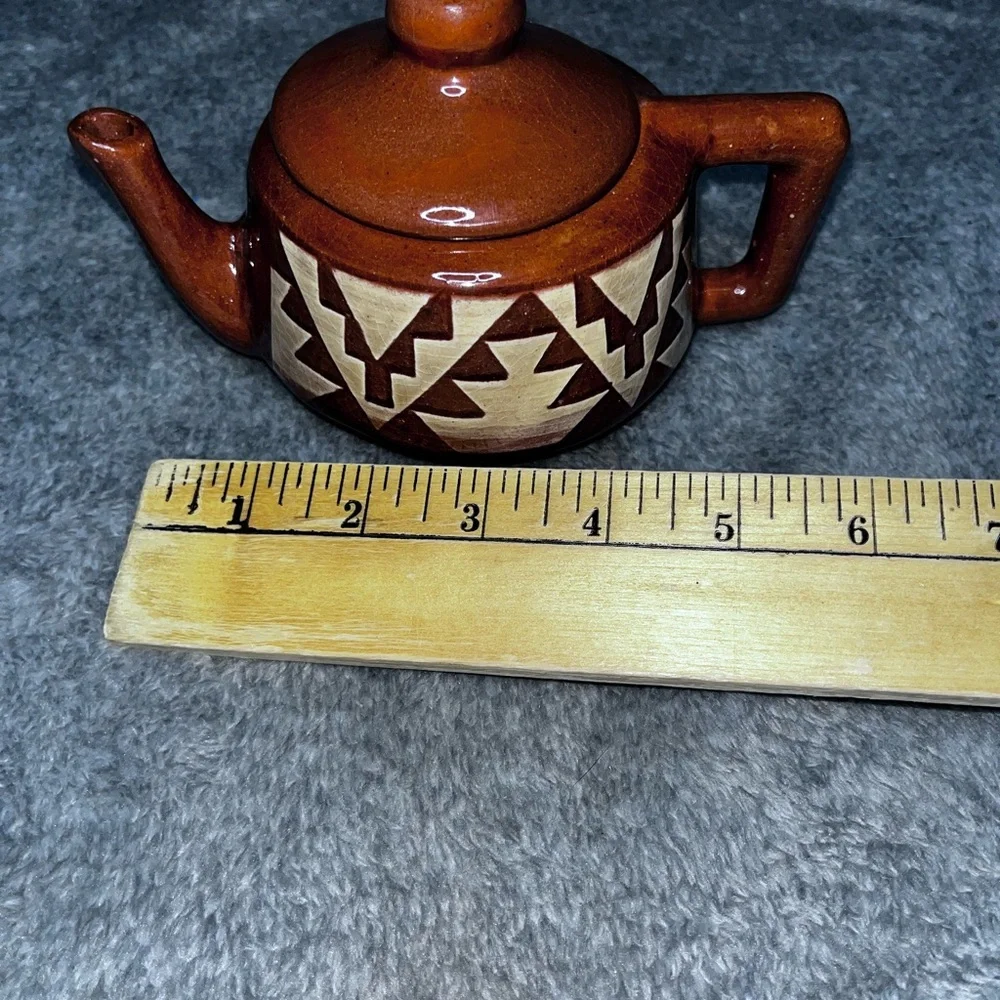 Brown Pottery Tea Pot, With Design